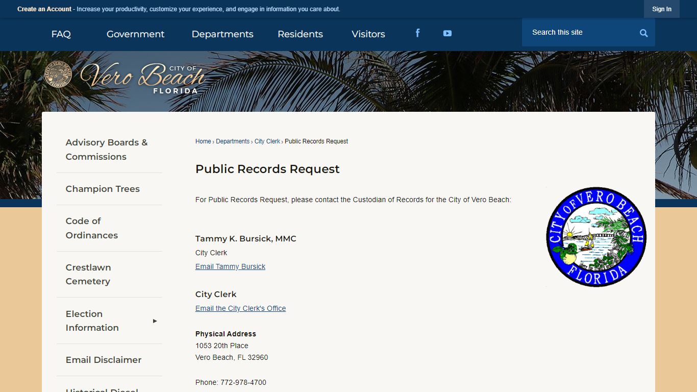 Public Records Request | Vero Beach, FL