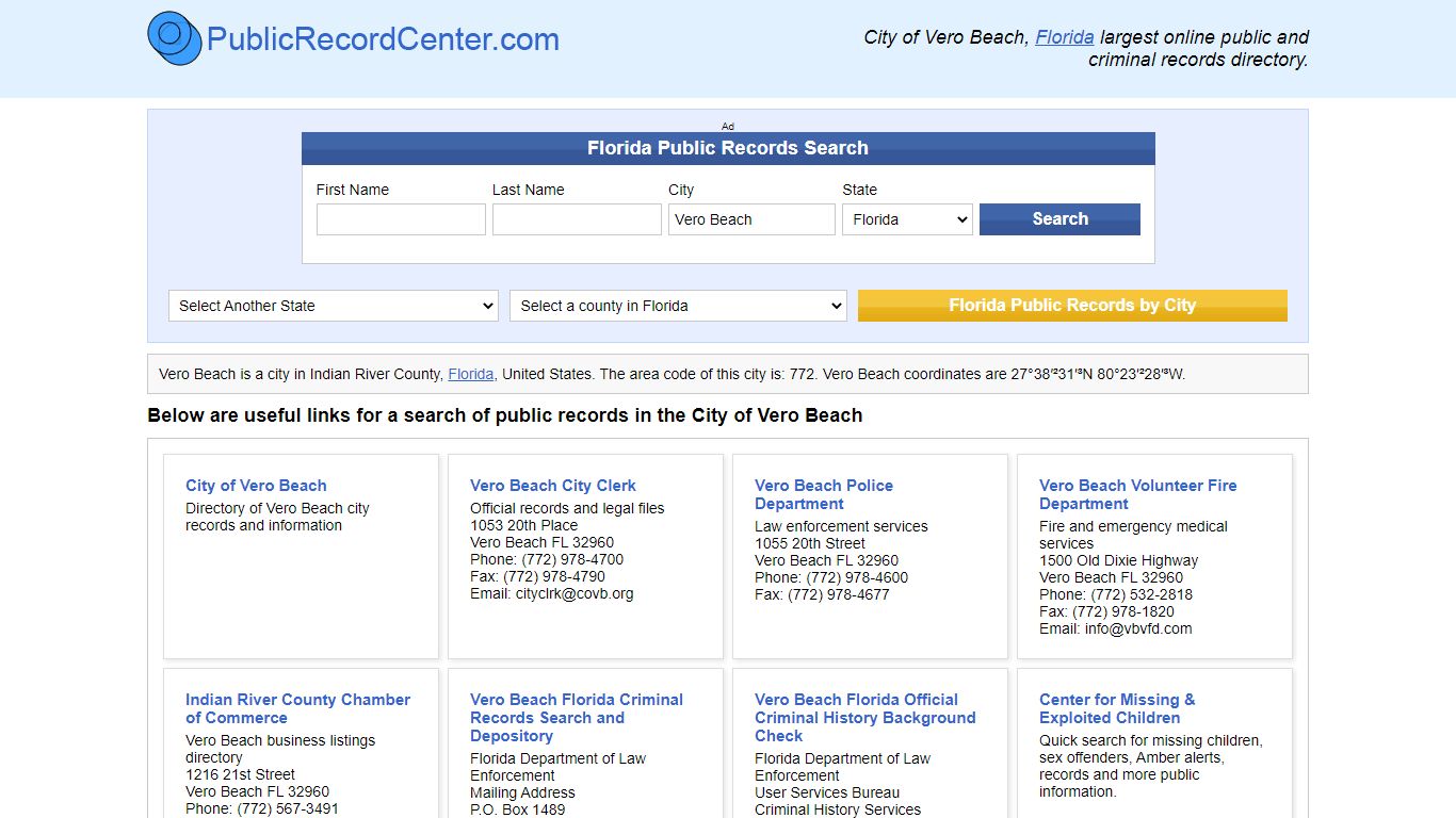 Vero Beach, Florida Public Records and Criminal Background Check