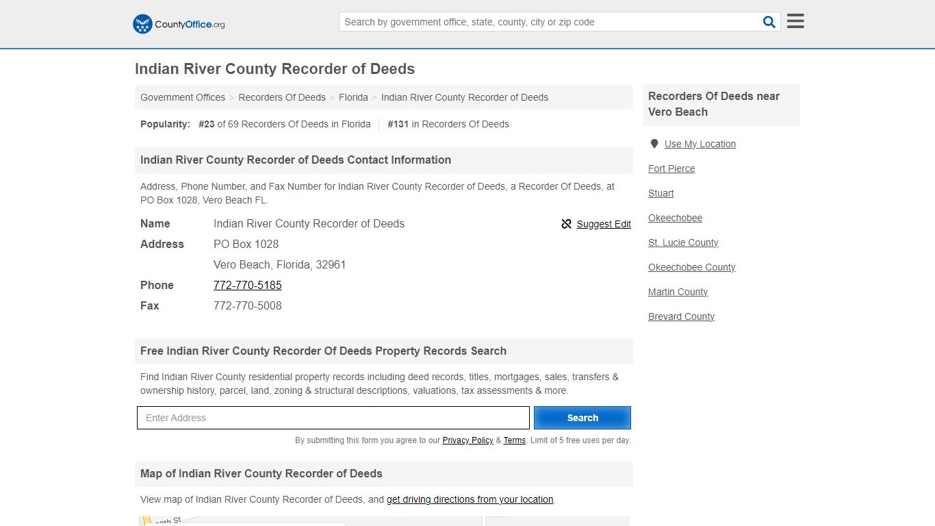 Indian River County Recorder of Deeds - Vero Beach, FL (Address, Phone ...